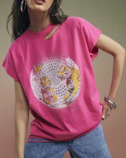 Pink Year Zero Tiger Boyfriend Fit T-Shirt