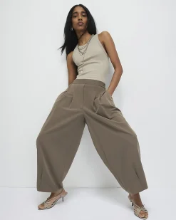 Premium Beige Tailored Balloon Leg Trousers