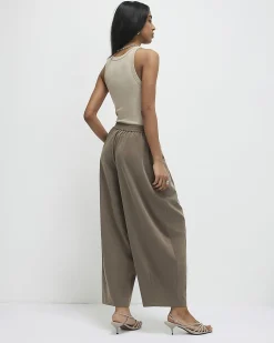Premium Beige Tailored Balloon Leg Trousers