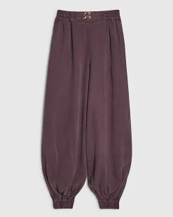 Purple Belted Cuffed Hem Barrel Leg Jeans