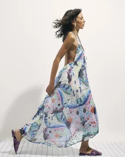 Purple Butterfly Embellished Maxi Dress