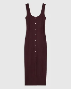 Purple Cotton Blend Button Front Midi Dress