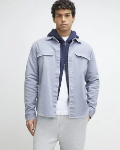 Purple Denim Long Sleeve Overshirt