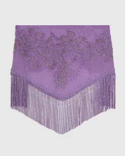 Purple Embellished Hanky Hem Fringed Top
