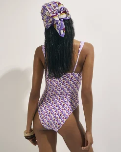 Purple Geometric Pineapple Swimsuit