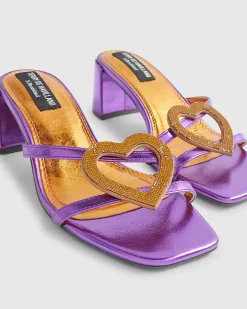 Purple Heart Heeled Mule Sandals