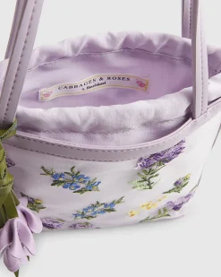 Purple Mesh Embroidered Mini Tote Bag