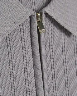 Purple Muscle Fit Ribbed Polo Shirt