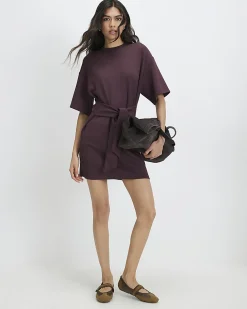 Purple Premium Tie Front Mini Dress