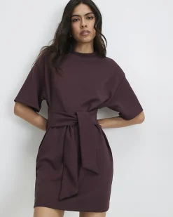 Purple Premium Tie Front Mini Dress