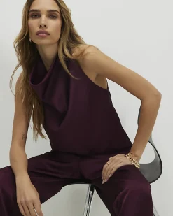Purple Satin Halter Neck Top