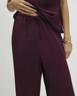 Purple Satin Wide Leg Trousers