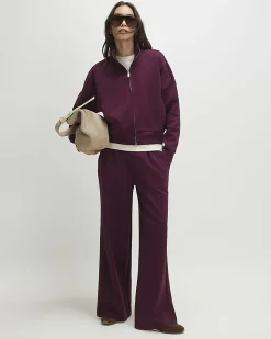 Purple Tailored Interlock Wide Leg Trousers