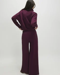 Purple Tailored Interlock Wide Leg Trousers