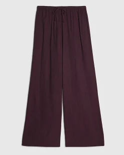 Purple Textured Wide Leg Trousers