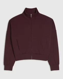 Purple Zip Up Interlock Bomber Jacket