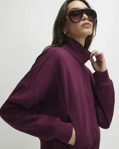 Purple Zip Up Interlock Bomber Jacket