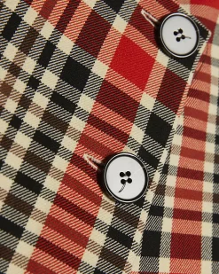 Red Check Asymmetric Wrap Skort