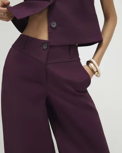 Red Cotton Sateen Barrel Leg Trousers