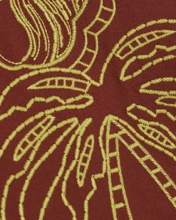 Red Cotton Shell Embroidered Crop T-shirt