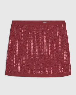 Red Diamante Embellished Mini Beach Skirt