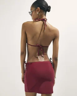 Red Diamante Embellished Mini Beach Skirt