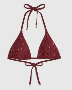 Red Diamante Triangle Bikini Top