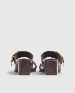 Red Double Buckle Mule Sandals