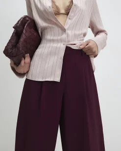 Red Drapey Barrel Leg Trousers