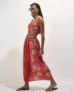 Red Floral Maxi Skirt