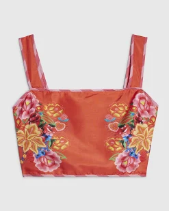 Red Floral Print Crop Top