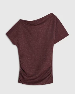 Red Glitter Drape Top