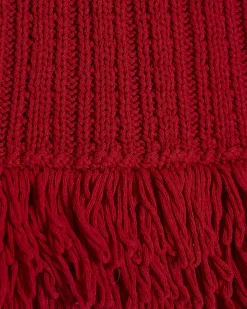 Red Knitted Fringe Trim Vest Top