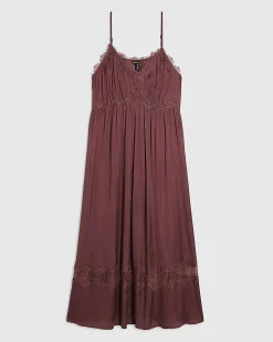 Red Lace Detail Slip Dress