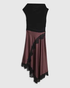 Red Lace Hybrid Drape Maxi Dress