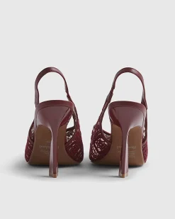 Red Lace Slingback Court Heels