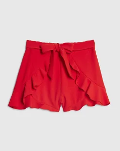 Red Layered Frill Shorts