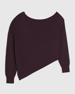 Red Linen Blend Asymmetric Knit Jumper