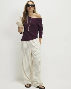 Red Linen Blend Asymmetric Knit Jumper
