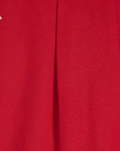 Red Linen Blend Scallop Trim Shorts