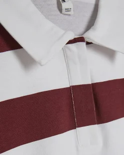 Red Long Sleeve Striped Rugby Top