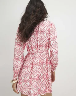 Red Long Sleeve Twist Front Mini Dress