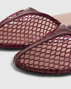 Red Mesh Slip On Flat Shoes