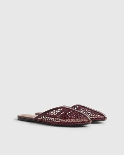 Red Mesh Slip On Flat Shoes