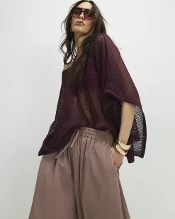 Red Metallic Knitted Cape