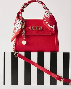 Red Mini Scarf Tote Cross Body Bag