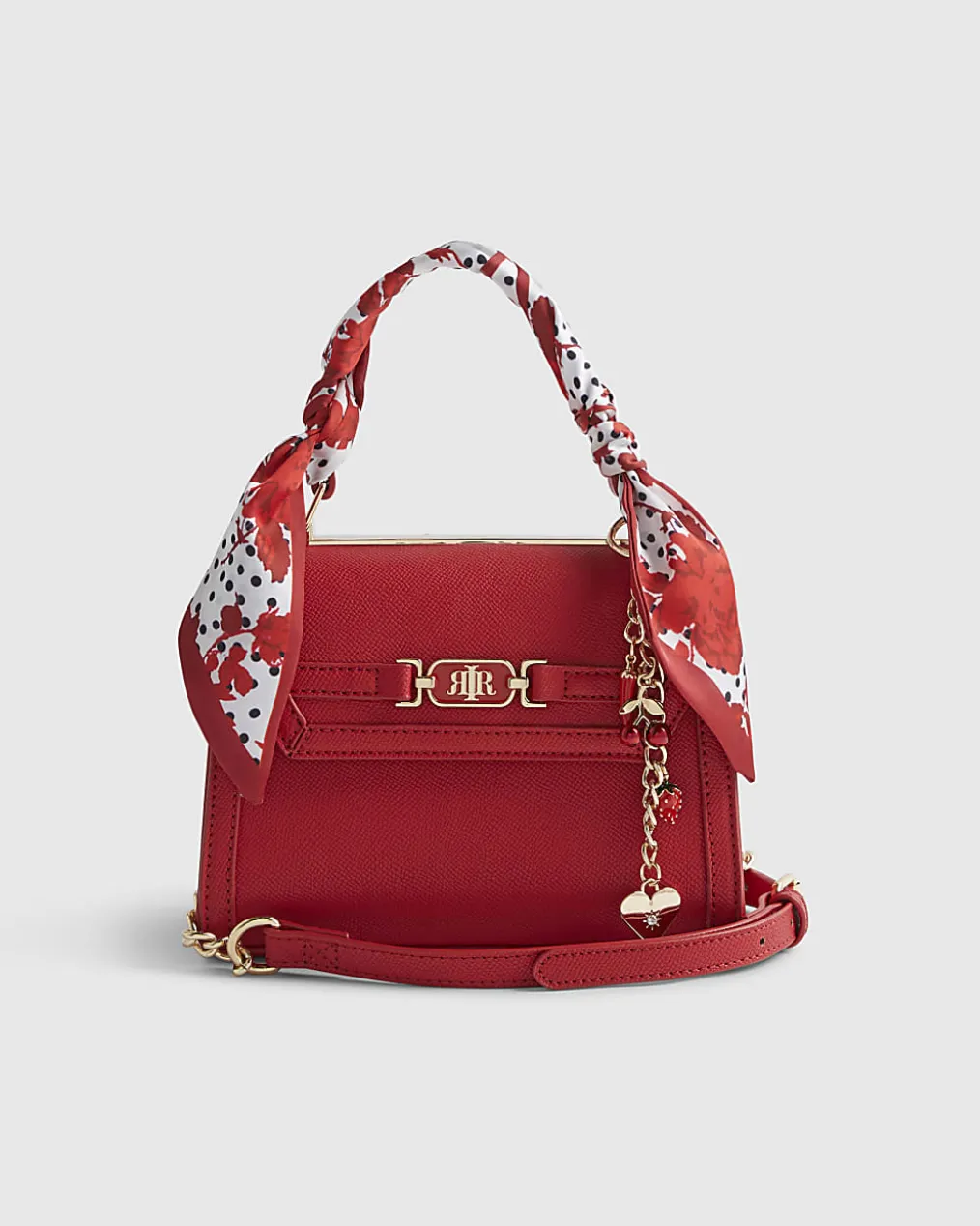 Red Mini Scarf Tote Cross Body Bag
