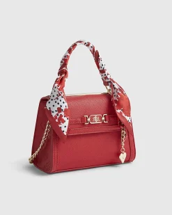 Red Mini Scarf Tote Cross Body Bag