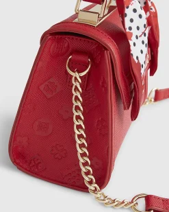 Red Mini Scarf Tote Cross Body Bag