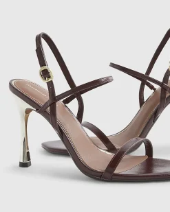 Red Open Back Heeled Sandals